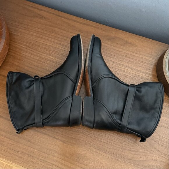 Frye Dorado Black Leather Ankle Buckle Boot Slouchy Size 8 - Picture 4 of 11